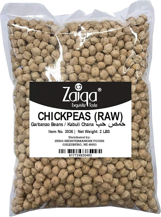 Zaiqa Raw Chickpeas, 2 LBS or 32 Ounce | Dried Chickpeas for Chickpea Flour, Choice for Creamy Hummus & Crispy Roasted Chickpeas | Cooks Evenly | Grown & Packed in USA