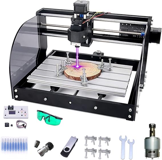 CNC Router Machine Kit - 3-Axis Engraver for Wood, Plastic, Acrylic, PCB with GRBL Offline Control, DIY Mini Engraver, Includes Laser Module