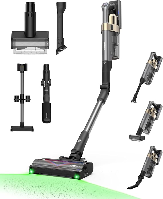 Tineco Pure ONE A90S Cordless Vacuum Cleaner, 270AW Powerful Suction, Up to 105min Runtime, 3DSense Master Brush, 150 Green LED Light, Stick Vacuum Cleaner for Pet Hair, Carpet & Hard Floor