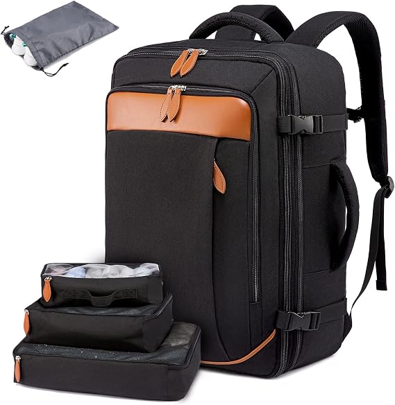 LOVEVOOK Carry on Backpack, 40L Travel Backpack for Women Men Airline Approved, Expandable Large Suitcase Backpacks With 4 Packing Cubes, Aer Travel Pack 3, Water Resistant Weekender Bag