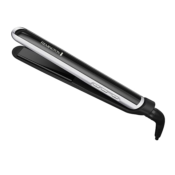 Remington Pearl Pro Ceramic Flat Iron, 1-Inch Floating Plates, Black/White | Salon-Quality 450F Heat for Sleek Results, Pearl Ceramic Floating Plates in black and white, Auto Shut-Off for Safety