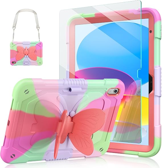 Ambison Kids Case for iPad A16 11th/10th Generation 11''/10.9'', Rose Red