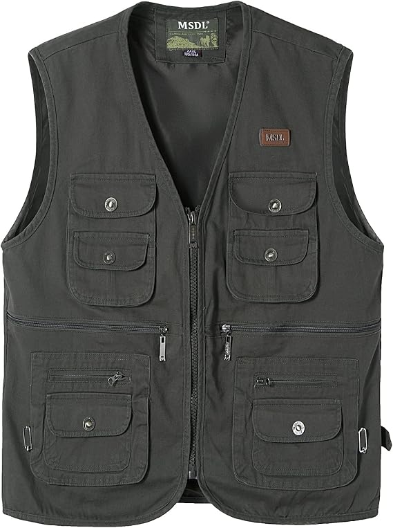 Mens Casual Fishing Waistcoat Lightweight Breathable Photography Vest Multi Pocket Utility Gilet Safari Jacket