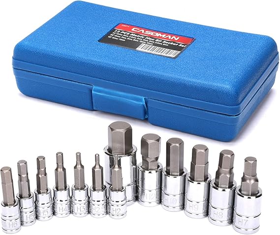 CASOMAN Hex Bit Socket Set, 13PCS Metric 2mm-14mm, Alan Key Set, Cr-V&S2