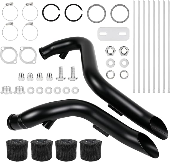 LAF Exhaust Drag Pipes with Flange Kit Forward Control Only Fit For Harley Davidson Sportster XL883 XL1200 Softail FXST FLST 1986-2014 Chopper Bobber Custom Motorcycle Replaces HDEX-02C-AC01
