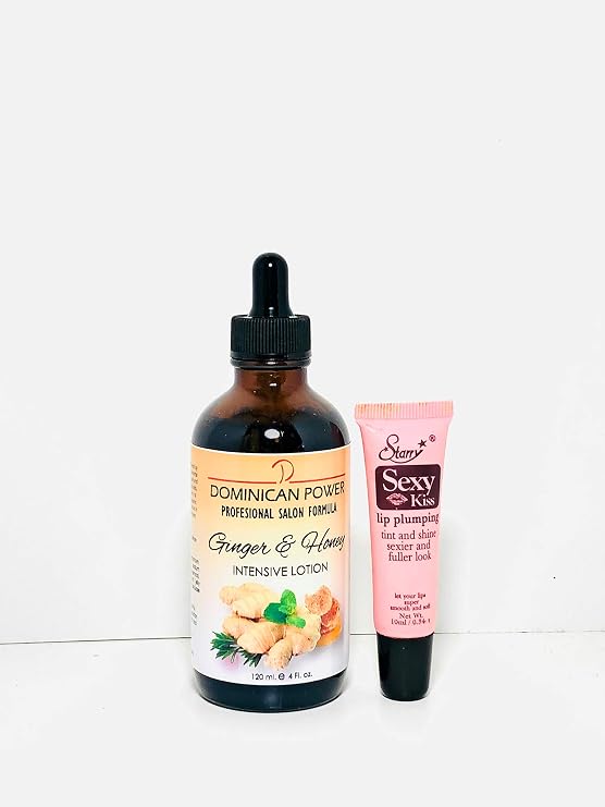 Dominican Power Ginger & Honey Anti-Hair Loss Intensive Lotion 120ml/4 fl oz - Free Starry Lip Plumping Gloss 10 ml