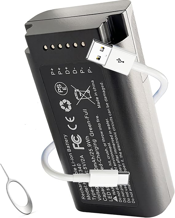 Battery for Eufy Video Doorbell E340: Extra Rechargeable Battery Pack for Eufy Security Video Doorbell Camera E340 C31 Model T8743 HB-E340 with USB-C