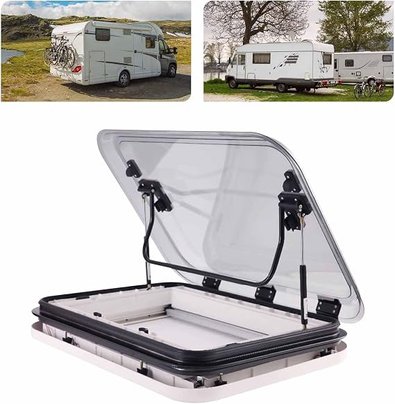 RV Roof Vent Skylight Window for Motorhome Caravan Camper - Durable Roof Hatch with LED Lighting for Ventilation and Natural Light