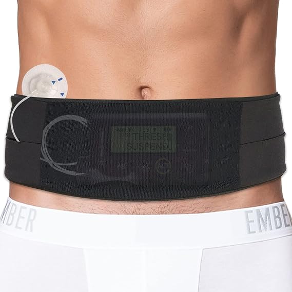 Insulin Pump Belt with Mesh Pouch for Easy Viewing Breathable Diabetic Pump Holder Adjustable Insulin Pump Waist Band Accessories Epipen Glucose Monitor Supplies Men Women Adult, Medium