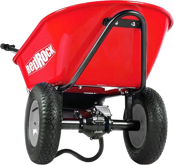 Electric Wheelbarrow, 24V DC 180W AGM Battery 330lbs (150kgs) Max Capacity Barrel Dump Material Debris Hauler Red