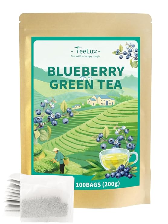 TeeLux Blueberry Green Tea Bags, Fruit Flavored Tea, Smooth Taste, 100Count | Smooth & Crisp Blueberry Green Tea with Fruity Berry Aroma, Sugar Free, Enjoy Hot or Iced