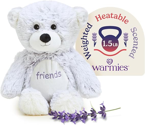 warmies Microwavable & Weighted Stuffed Animals, Friends Bear - Heated Stuffed Animal Plushie for Warmth & Comfort - Cute Soft Plush Toys for Adults & Children (Boys, Girls, Babies & Toddlers)