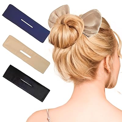 3 Pieces Deft Hair Bun Maker for Twister - Lazy Hair Curler Deft Bun Fashionable Colors Bow Maker, Girls Hairstyle 3 PCS Black, Navy, Khaki