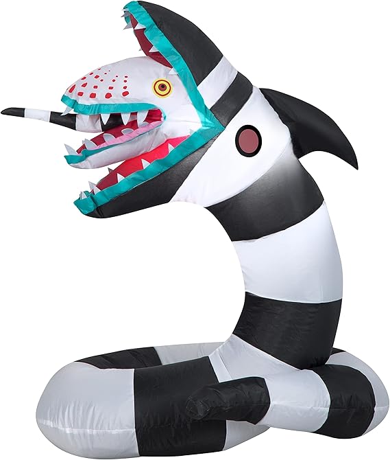 Gemmy Beetlejuice Sandworm Halloween Inflatable, 3 Ft Tall Lighted Yard Decoration with Stakes and Tethers