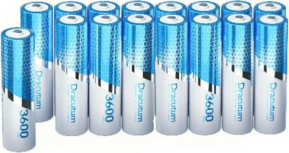 3600mWh Rechargeable Lithium AA Batteries, 16 Pack High Capacity 1.5V Constant AA Li-ion Rechargeable Batteries Compatible with Blink Cameras and More