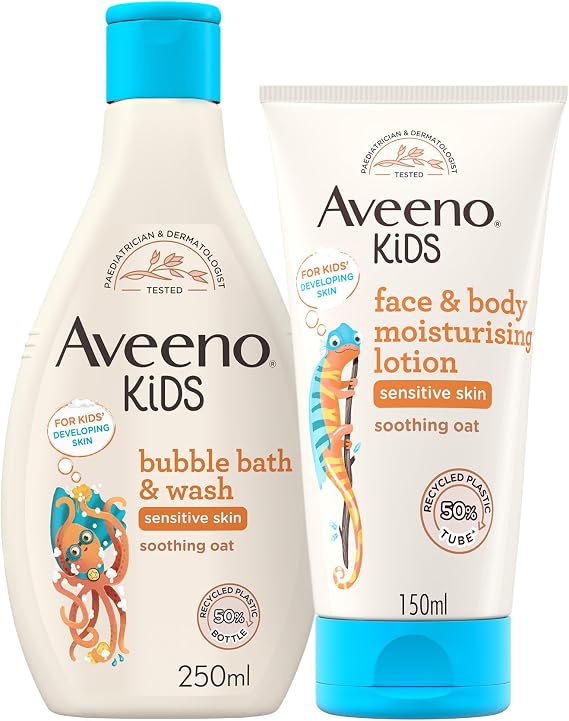 AVEENO® Kids Bodycare Bundle, 250ml |Enriched with Soothing Oat |Developed for Kids’ Developing Skin & Hair |Childrens Toiletries Sets