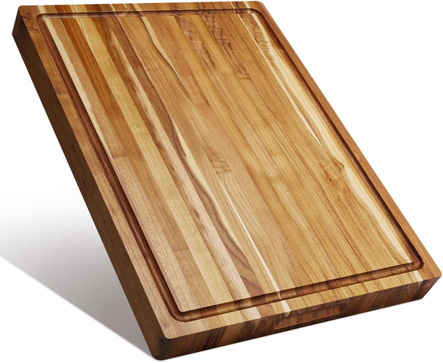 Seedsec Extra Large Teak Wood Cutting Board for Kitchen, Reversible Wooden Chopping Board With Juice Grooves and Handles,Ideal for Chopping Meat, Vegetables, Fruits, Bread, Cheese, 20x15"
