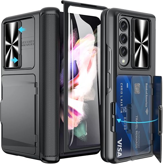 Vihibii for Samsung Galaxy Z Fold 3 5G Case with Hinge Protection, Black