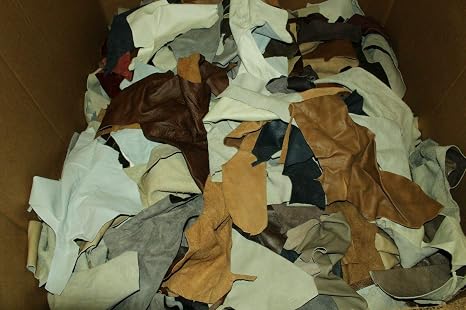 10 Lb Box Cowhide Scrap Leather Pieces Remnants Mixed Colors