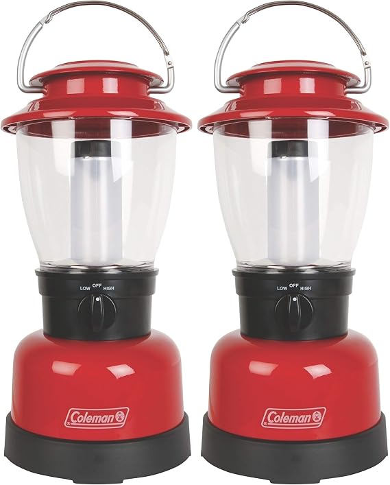 Coleman 400L LED Lantern with 4D Battery, Water & Impact-Resistant Lantern with Carry Handle, Lifetime LED Lights Never Need Replacing (Pack of 2)