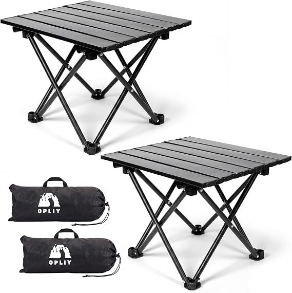 Opliy 2-Pack Portable Camping Table Ultralight Foldable Car Tray Table with Carry Bag for Camping, Picnic, BBQ, Beach & Outdoor Travel