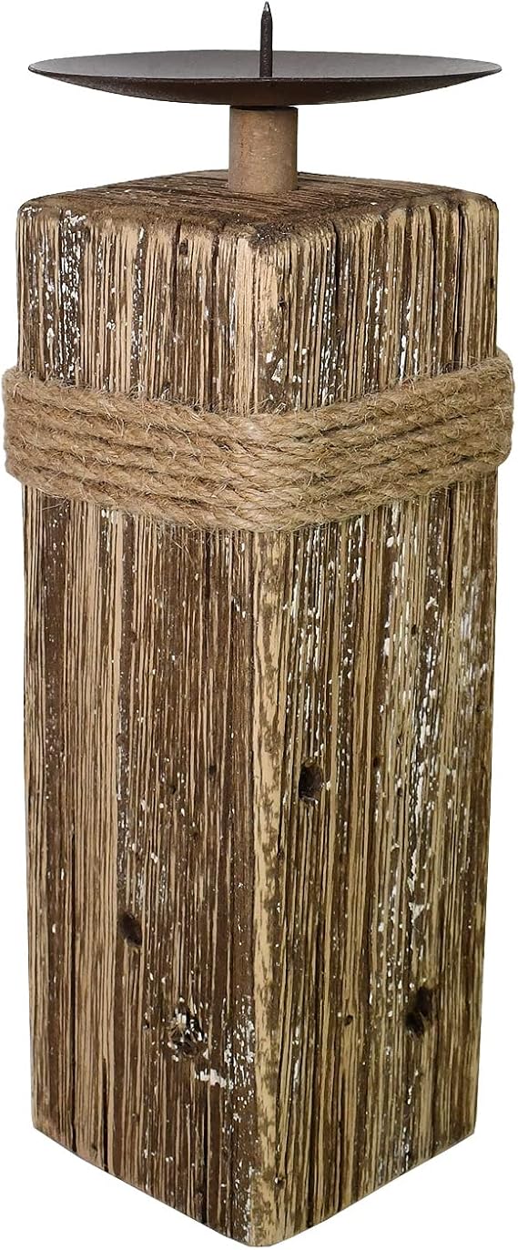 Pillar Candle Holder Decor Rustic Wooden Candle Stick Holder Stand Display | Table Centerpiece for Home Farmhouse Wedding Mantel(B)
