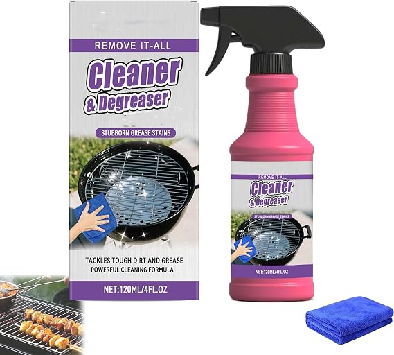 Fast-Acting Heavy-Duty Grill Degreaser Spray, 120 ML BBQ Heavy Duty Degreaser Grill Cleaner Spray, Grills Cleaner Spray For Outdoor Grills (1pc)