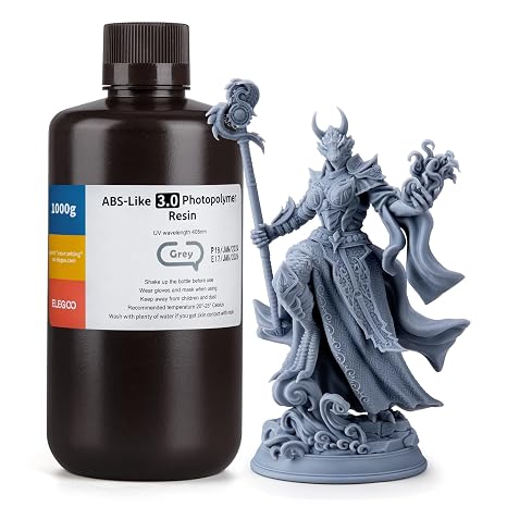 ELEGOO ABS-Like 3D Printer Resin 3.0, 405nm UV-Curing Photopolymer Resin for LCD/DLP 3D Printing, with Enhanced Strength and Toughness, High Precision, Low Viscosity, Grey 1000g