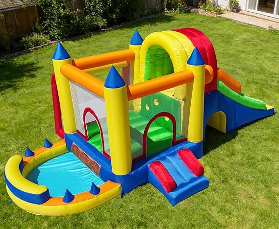 Baralir Inflatable Bouncy Castle, 8 in 1 Large Bounce House with Blower for Kids and Toddlers, Outdoor Indoor Backyard Inflatable Bouncers with Two Slides