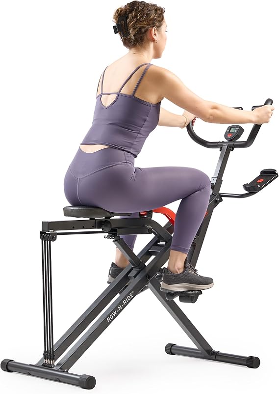 Sunny Health & Fitness Smart Heavy-Duty Row-N-Ride, Full-Body Squat Assist
