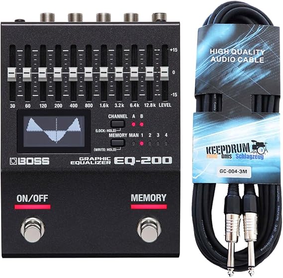 Boss EQ-200 graphischer Equalizer + keepdrum Klinken-Kabel 3m