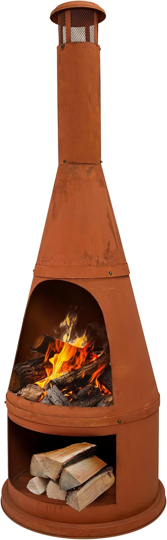Sunnydaze 70" Extra Large Chiminea Outdoor Fireplace with Built-in Log Rack