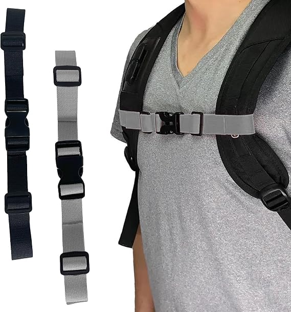 2 Pack Backpack Chest Strap Add On, Universal Elastic Backpack Sternum Strap, Adjustable Chest Belt with Quick Release Bucklee, Backpack Accessories for Travel, Hiking, Camping