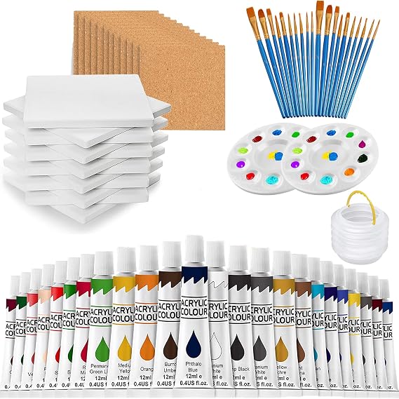 12PCS Ceramic Tiles for Coasters White 4x4 Unglazed DIY Art Craft, Ready-to-Paint Ceramics