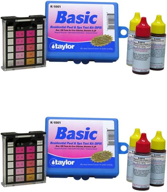 Taylor K-1001 DPD Basic Residential Swimming Pool Spa 3 Way Test Kit (2 Pack)