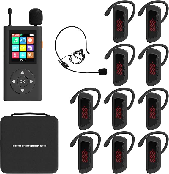 Wireless Tour Guide System, Bluetooth, 1 Transmitter 10 Receivers