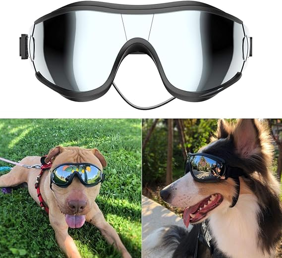 Dog Sunglasses Goggles Protection, Wind and Dust, Fog Protection, Pet Glasses Eye Wear with Adjustable Strap for Medium or Large Dog (Pack of 1)