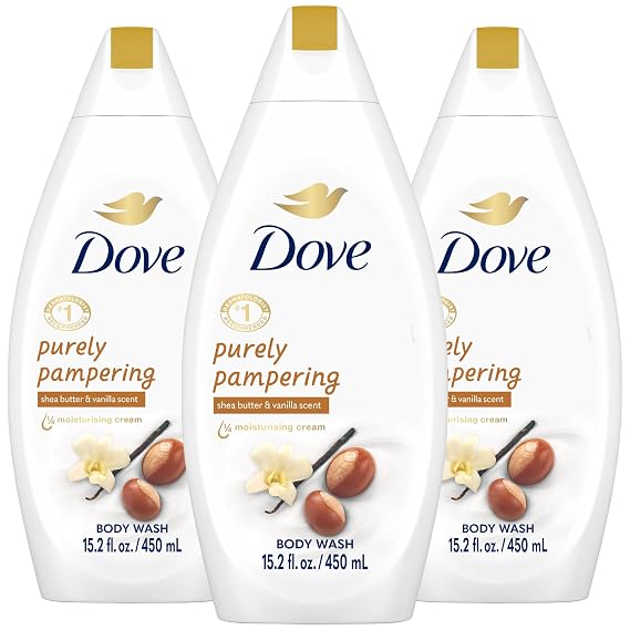 Dove Body Wash 3-Pack Purely Pampering, Shea Butter & Warm Vanilla for Softer, Smoother Skin, 15.2 Oz Ea