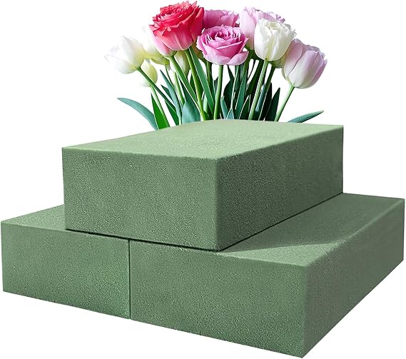 RIDEHILL 3 Pack Floral Foam Blocks, Flower Foam for Flower Arrangements | 5.5" x 3.1" x 1.7" Foam Block, Wet and Dry Flower Foam Blocks for Fresh or Artificial flowers in Art, Crafts and Decorations