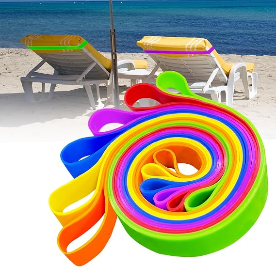 Towel Bands for Beach & Cruise Chairs Stretch Elastic Holders, No-Snap Beach Towel Clips Alternative Vacation & Cruise Essentials 2026, 6 Pack