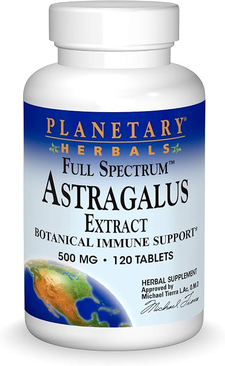 Planetary Herbals Full Spectrum Astragalus Extract, 500 mg - 120 Tablets | Botanical for Immune System Support