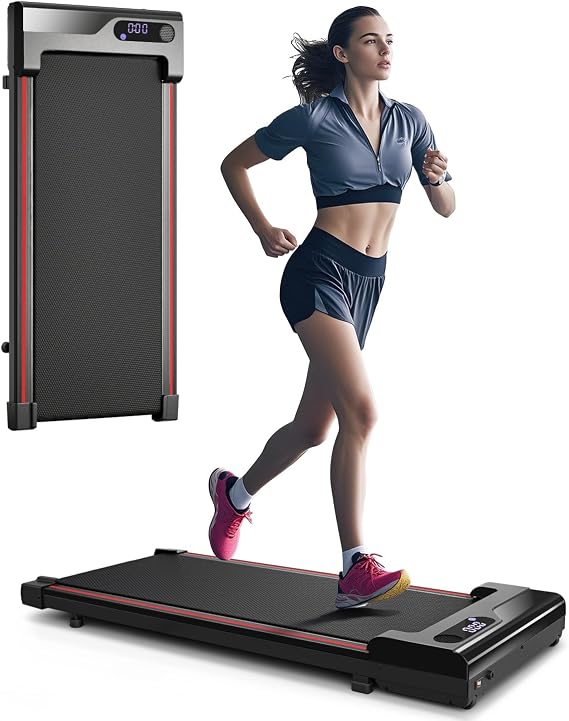Walking Pad Treadmill for Home - Under Desk Treadmills Portable Mini Compact Walk Pads for Small Spaces Office Indoor Apartment Floor Flat Running Machine with Remote Quiet Lightweight