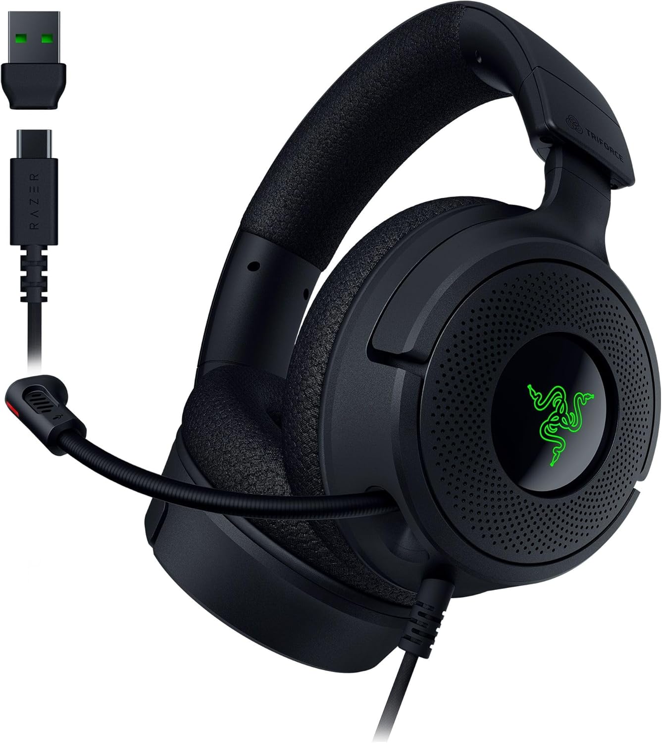 Razer Kraken V4 X Wired Gaming Headset: 40mm Driver - Cardioid Microphone - Memory Foam Cushion - Chroma RGB Lighting - Type C & Type A Cable - For PC, Mac, PS5, Nintendo Switch, Steam Deck,