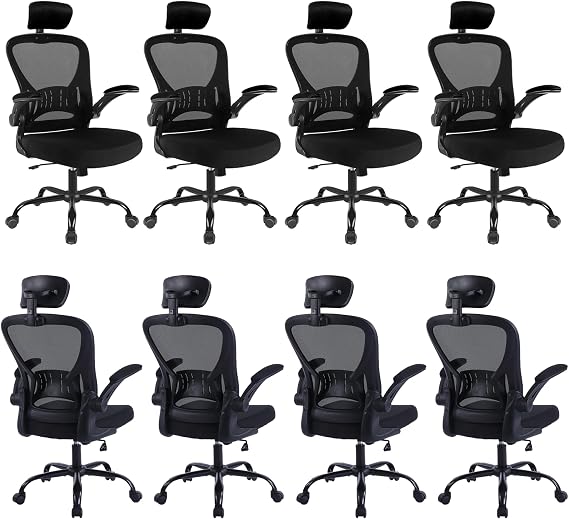 8 Pack Office Desk Chair with Adjustable Headrest for Conference Room