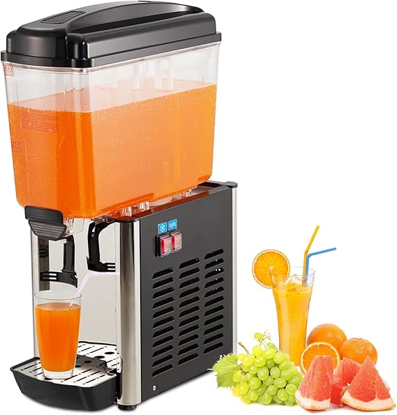 Beverage Dispenser Ideal for Various Beverages, Drink Dispenser Spacious 4.8 Gallon Capacity, Commercial Stainless Steel Beverage Dispenser with Thermostat Controller for Home and Hospitality