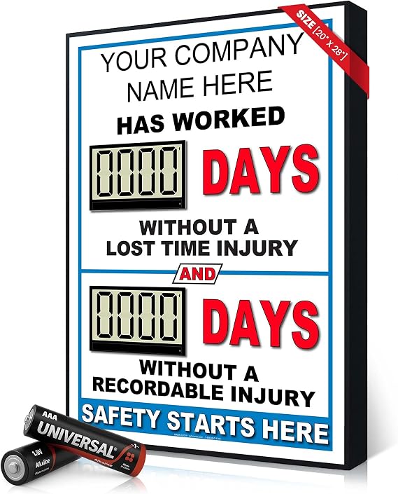 Digital Safety Scoreboard, Days Without Accident Sign Counter, Safety Star