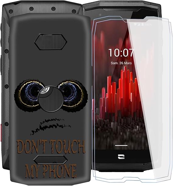 for Crosscall Core M5 Case, with [ 2 x Screen Protector Tempered Glass Film], Black Soft Silicone Cover Shockproof Bumper Protection Case for Crosscall Core M5 (4.95") - Don't Touch