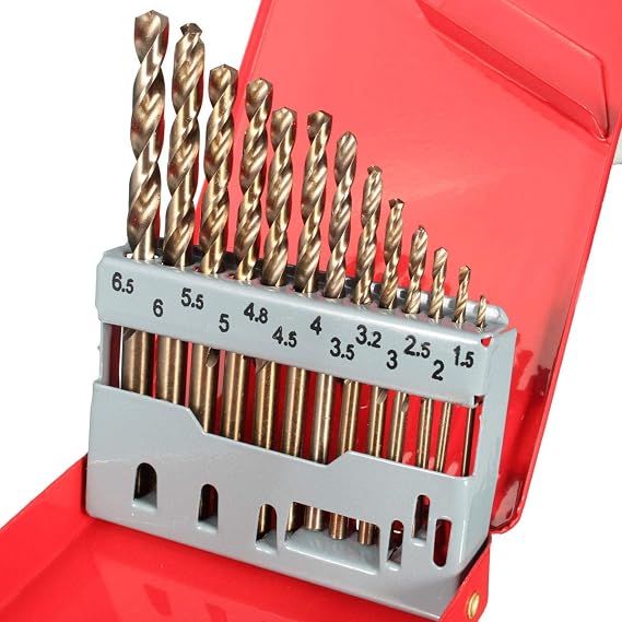 BREAKA 13PCS HSS M35 Drilling Bits Twist Drill Bit with Box Nitride Coated 1.5-6.5mm Bits Set