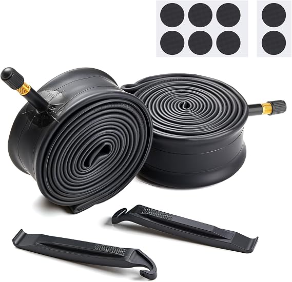 Fitense 2 Pcs Bike Inner Tubes Set 261.75/1.95/2.10/2.125 Inch & 700x23-25C Sizes, 32mm Schrader Valve Compatible with Mountain & City Bikes Includes 2 Tire Levers & 8 Pre-Glued Patches
