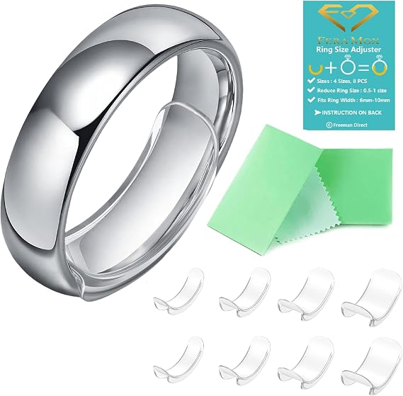 Ring Sizers for Loose Wide Rings - Invisible Clip-on Ring Size Adjusters | Fit Wide Rings Only, for Flat Band Width from 4mm to 10mm, Patented Clear Clip-on Ring Sizers in 4 Sizes